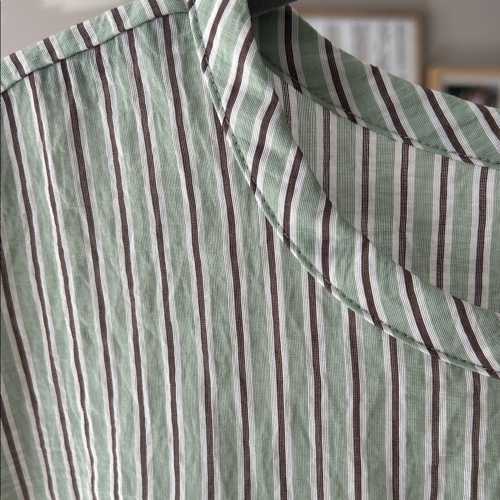 Madewell Green Striped Blouse - Picture 4 of 6